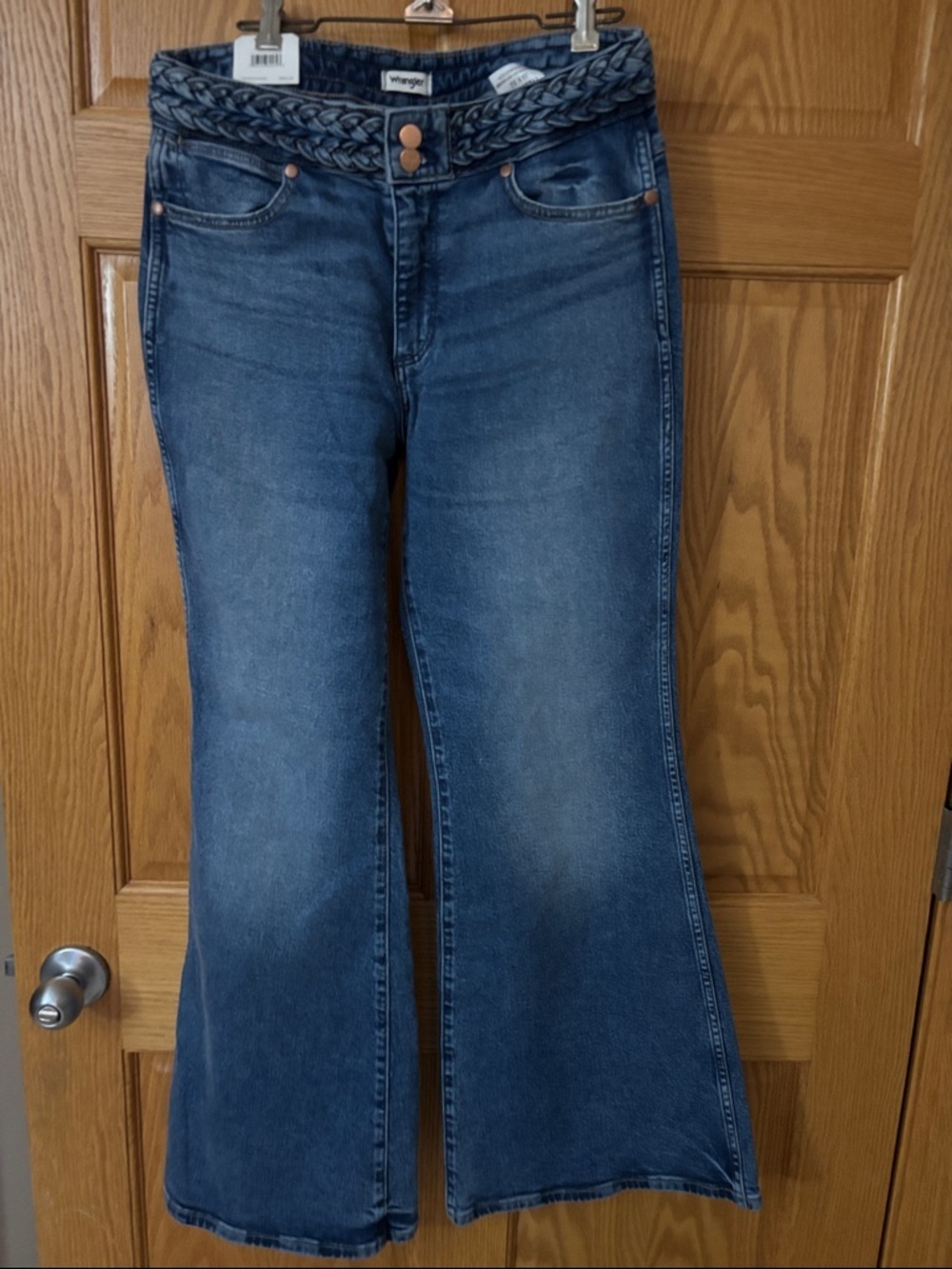 NWT Wrangler Braided-Waist Flare Jeans - Dark Blue